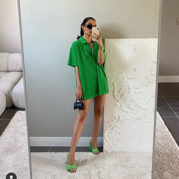 TheOpen product green terry shirt dress size L/XL - Picture 1 of 10